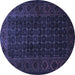 Round Machine Washable Persian Blue Traditional Rug, wshtr1738blu