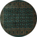 Round Machine Washable Persian Turquoise Traditional Area Rugs, wshtr1738turq