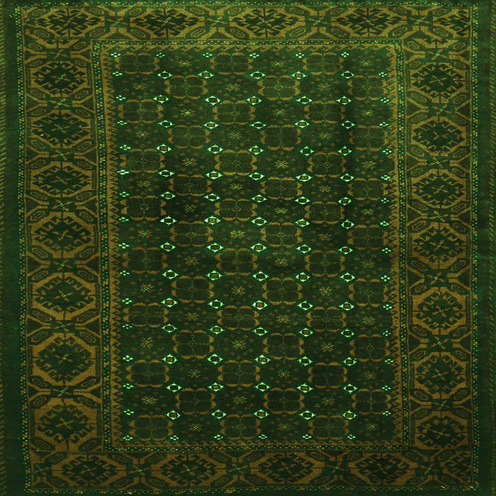 Round Machine Washable Persian Green Traditional Area Rugs, wshtr1738grn