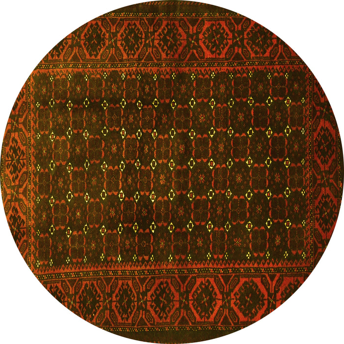 Round Persian Yellow Traditional Rug, tr1738yw