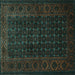 Square Machine Washable Persian Turquoise Traditional Area Rugs, wshtr1738turq