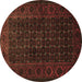 Round Machine Washable Persian Brown Traditional Rug, wshtr1738brn