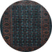 Round Persian Light Blue Traditional Rug, tr1738lblu