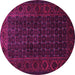 Round Machine Washable Persian Pink Traditional Rug, wshtr1738pnk