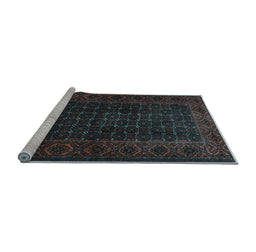 Sideview of Machine Washable Persian Light Blue Traditional Rug, wshtr1738lblu