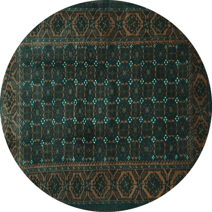 Round Persian Turquoise Traditional Rug, tr1738turq