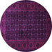 Round Machine Washable Persian Purple Traditional Area Rugs, wshtr1738pur