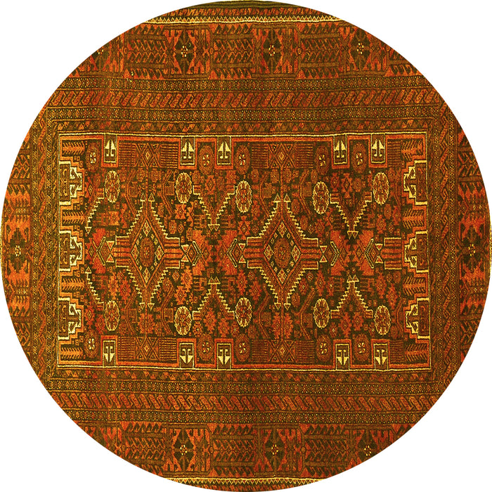 Round Persian Yellow Traditional Rug, tr1739yw