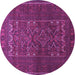 Round Machine Washable Persian Purple Traditional Area Rugs, wshtr1739pur