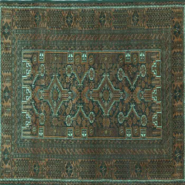 Square Persian Turquoise Traditional Rug, tr1739turq