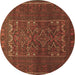 Round Persian Brown Traditional Rug, tr1739brn