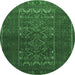 Round Persian Emerald Green Traditional Rug, tr1739emgrn