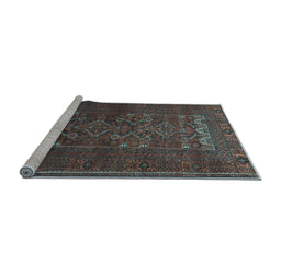 Sideview of Machine Washable Persian Light Blue Traditional Rug, wshtr1739lblu