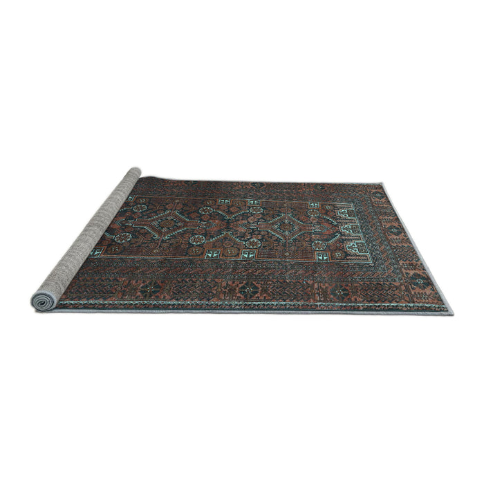Sideview of Machine Washable Persian Light Blue Traditional Rug, wshtr1739lblu