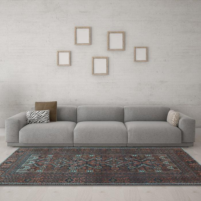 Machine Washable Persian Light Blue Traditional Rug in a Living Room, wshtr1739lblu