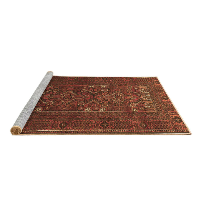 Sideview of Machine Washable Persian Brown Traditional Rug, wshtr1739brn