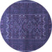 Round Persian Blue Traditional Rug, tr1739blu