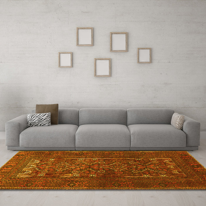 Machine Washable Persian Yellow Traditional Rug in a Living Room, wshtr1739yw