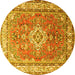 Round Persian Yellow Traditional Rug, tr173yw