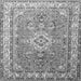 Round Machine Washable Persian Gray Traditional Rug, wshtr173gry