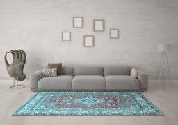 Machine Washable Persian Light Blue Traditional Rug in a Living Room, wshtr173lblu