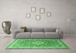 Machine Washable Persian Emerald Green Traditional Area Rugs in a Living Room,, wshtr173emgrn