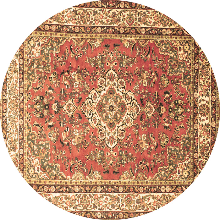 Round Persian Brown Traditional Rug, tr173brn