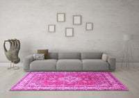 Machine Washable Persian Pink Traditional Rug, wshtr173pnk