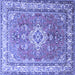 Square Machine Washable Persian Blue Traditional Rug, wshtr173blu