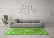 Machine Washable Persian Green Traditional Area Rugs in a Living Room,, wshtr173grn