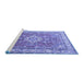 Sideview of Machine Washable Persian Blue Traditional Rug, wshtr173blu