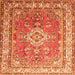 Round Machine Washable Persian Orange Traditional Area Rugs, wshtr173org