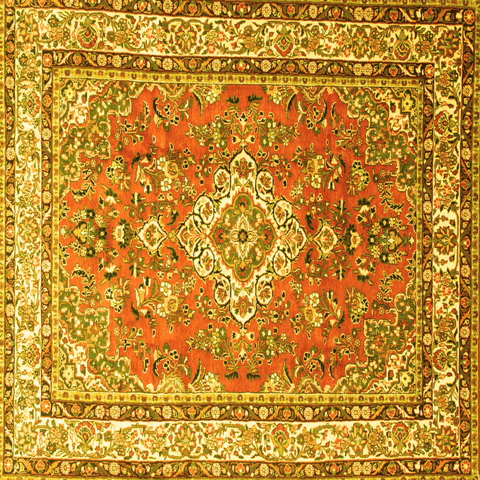 Square Machine Washable Persian Yellow Traditional Rug, wshtr173yw