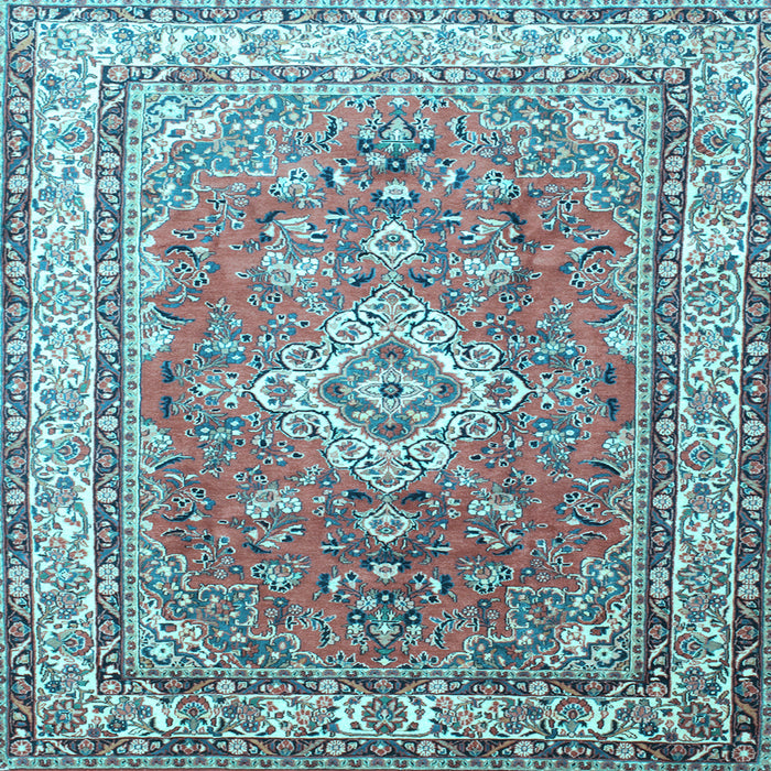 Square Machine Washable Persian Light Blue Traditional Rug, wshtr173lblu