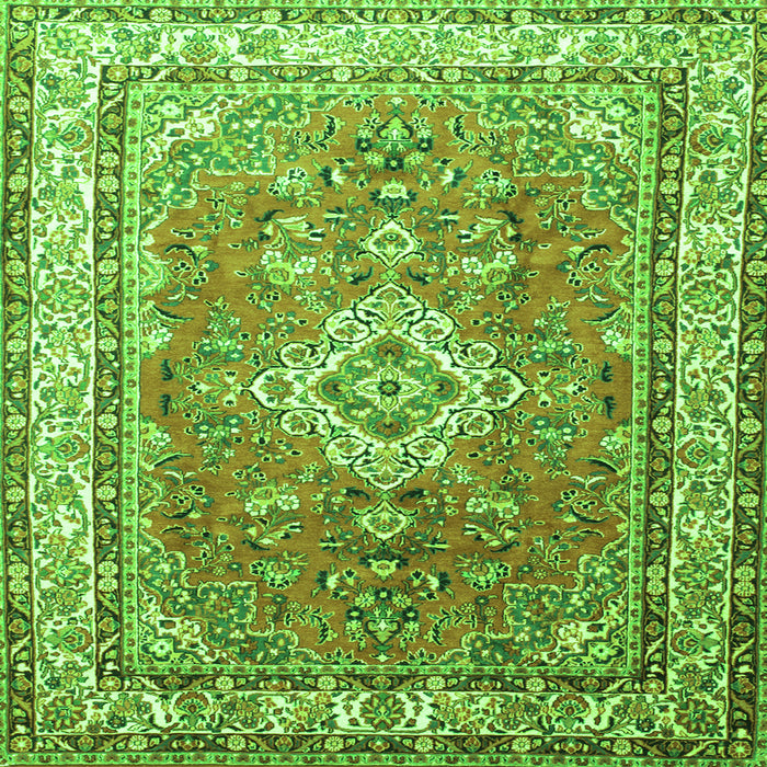 Round Machine Washable Persian Green Traditional Area Rugs, wshtr173grn