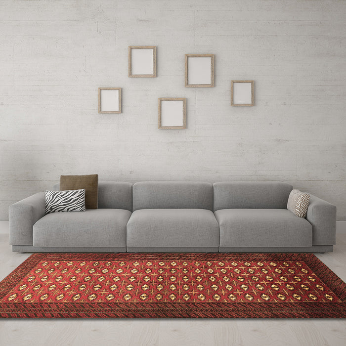 Machine Washable Southwestern Brown Country Rug in a Living Room,, wshtr1740brn