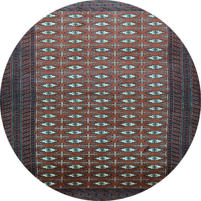 Round Southwestern Light Blue Country Rug, tr1740lblu