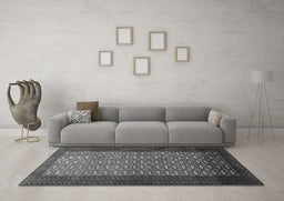 Machine Washable Southwestern Gray Country Rug in a Living Room,, wshtr1740gry