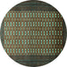 Round Southwestern Turquoise Country Rug, tr1740turq