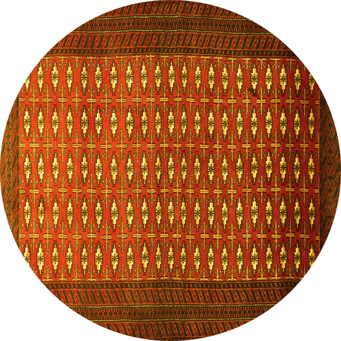 Round Machine Washable Southwestern Yellow Country Rug, wshtr1740yw