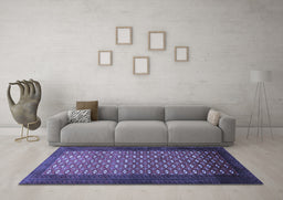 Machine Washable Southwestern Blue Country Rug in a Living Room, wshtr1740blu