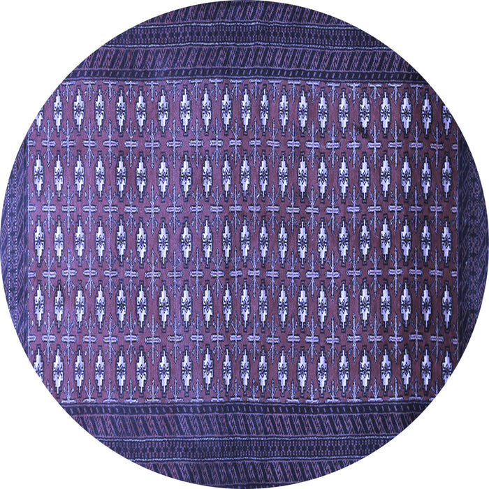 Round Machine Washable Southwestern Blue Country Rug, wshtr1740blu
