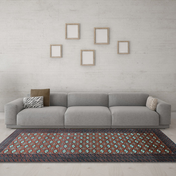 Machine Washable Southwestern Light Blue Country Rug in a Living Room, wshtr1740lblu