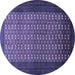 Round Southwestern Blue Country Rug, tr1740blu