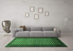 Machine Washable Southwestern Emerald Green Country Area Rugs in a Living Room,, wshtr1740emgrn