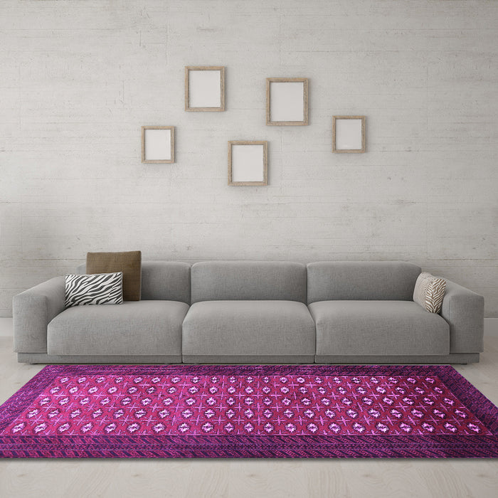 Machine Washable Southwestern Purple Country Area Rugs in a Living Room, wshtr1740pur