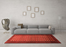 Machine Washable Southwestern Orange Country Area Rugs in a Living Room, wshtr1740org