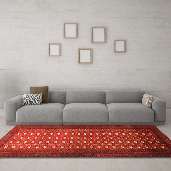 Machine Washable Southwestern Orange Country Area Rugs in a Living Room, wshtr1740org