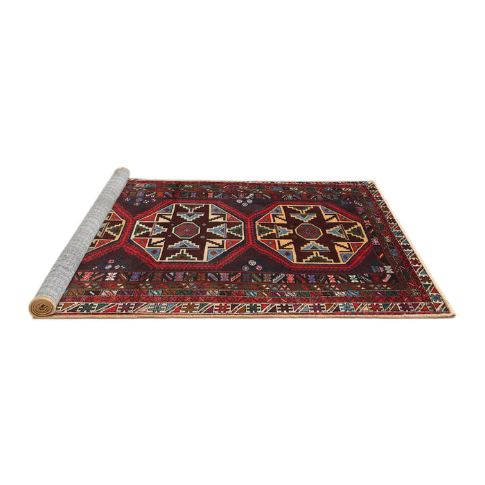 Sideview of Machine Washable Traditional Brown Rug, wshtr1741