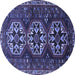 Round Machine Washable Persian Blue Traditional Rug, wshtr1741blu